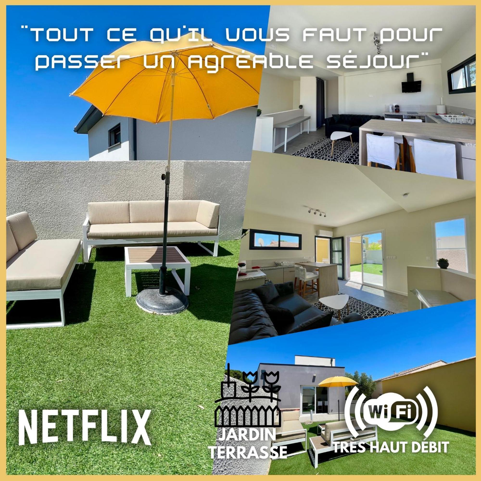 Appartement Souplex Jardin Proche Autoroute, Plages Et Attractions, Wifi - Tv, Calme Bessan エクステリア 写真